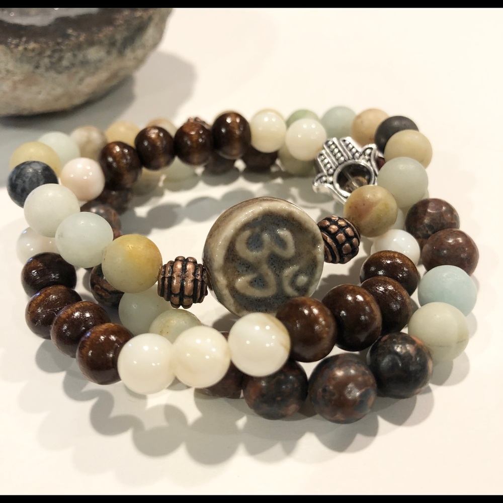 Sanskrit & Hamsa Bracelet Trio